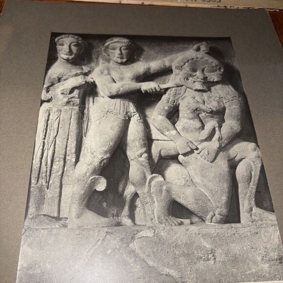 Vintage Perseus & the Gorgon Metope From Selinus Mounted Greek Photo Palermo - Picture 4 of 6